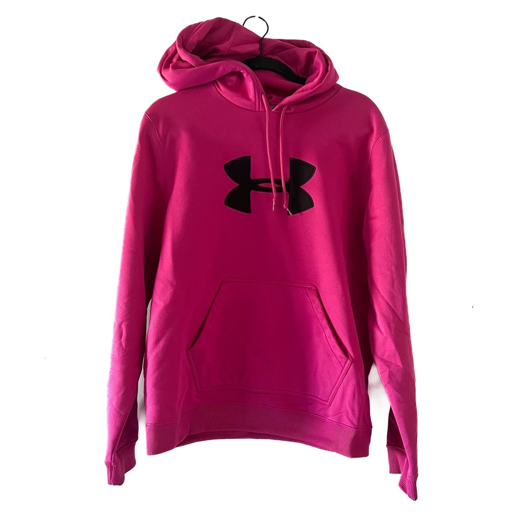Under Armour - Women’s Dri-Fit Hustle Fleece Logo Hoodie (Magenta Pink, Large)